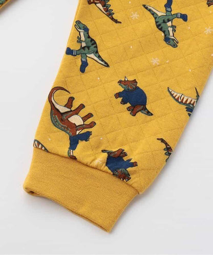 冬季恐龍圖案針織絎縫睡衣