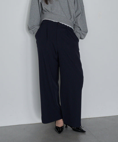 【RAY CASSIN】帶荷葉邊腰帶寬鬆休閒長褲