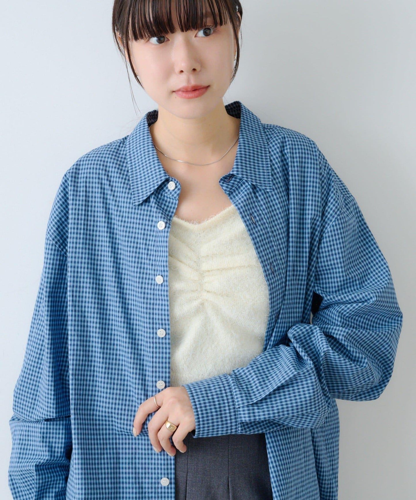 【Kastane】短款格子襯衫