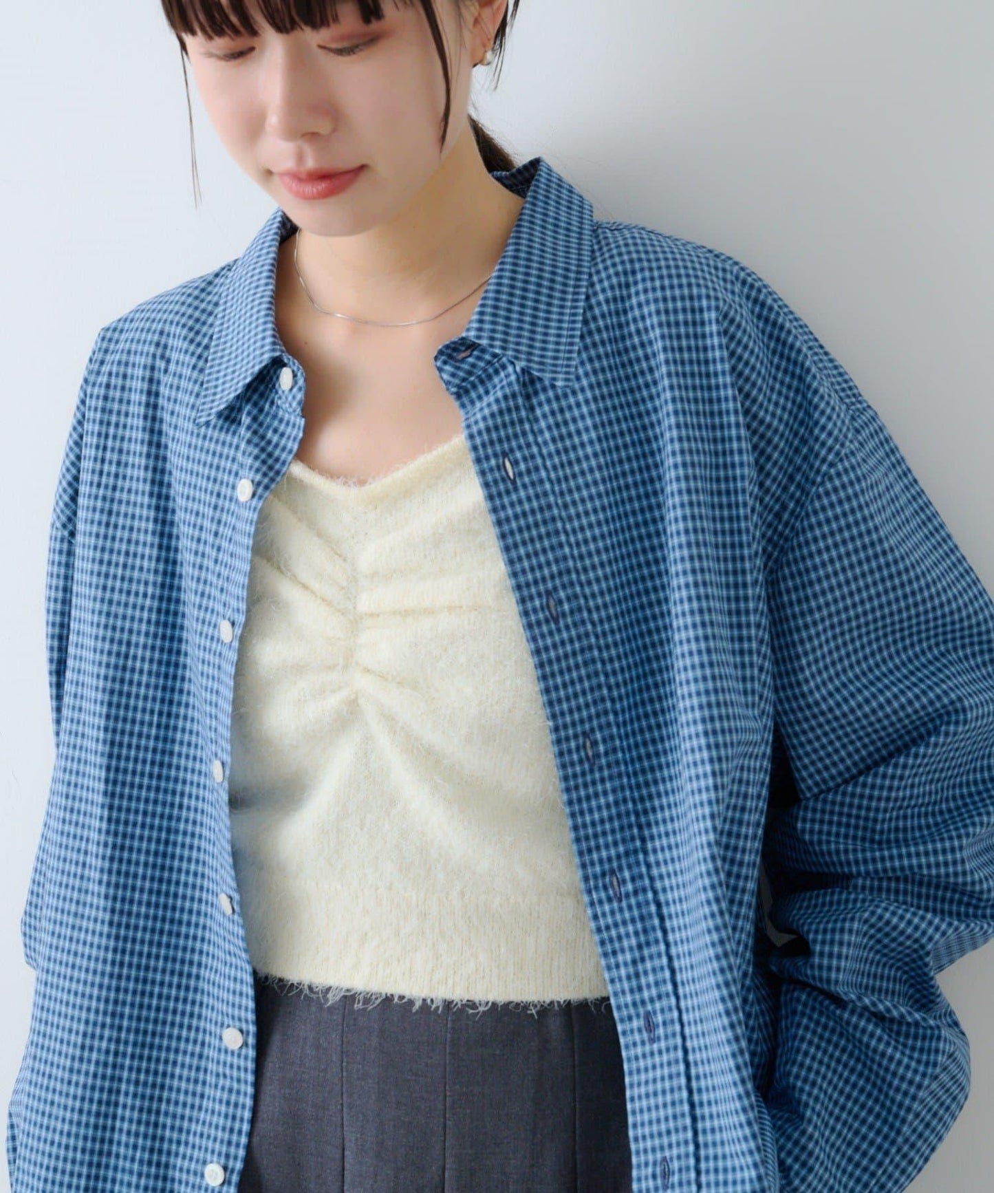 【Kastane】短款格子襯衫