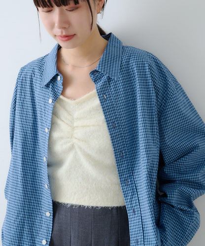 【Kastane】短款格子襯衫