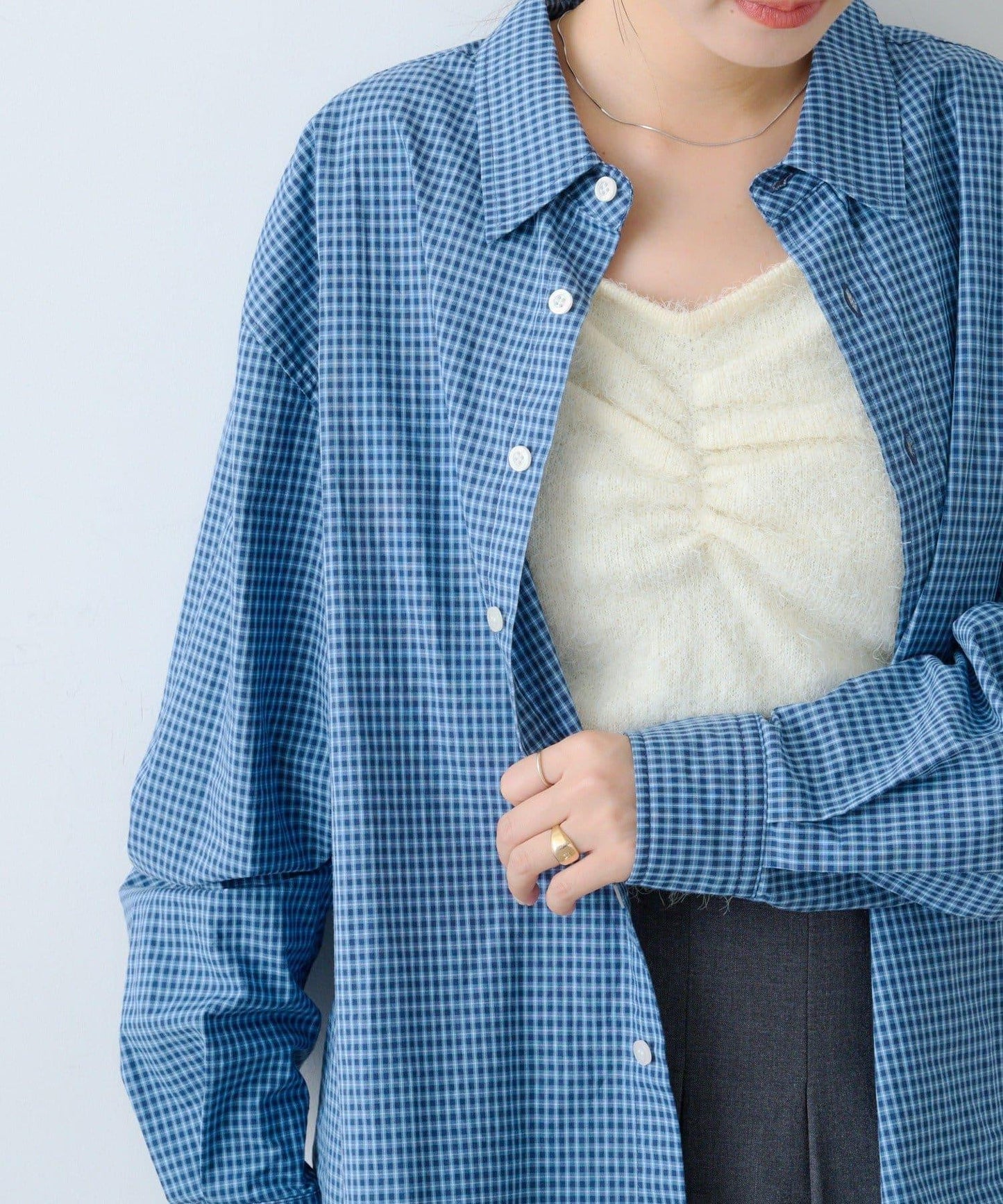 【Kastane】短款格子襯衫