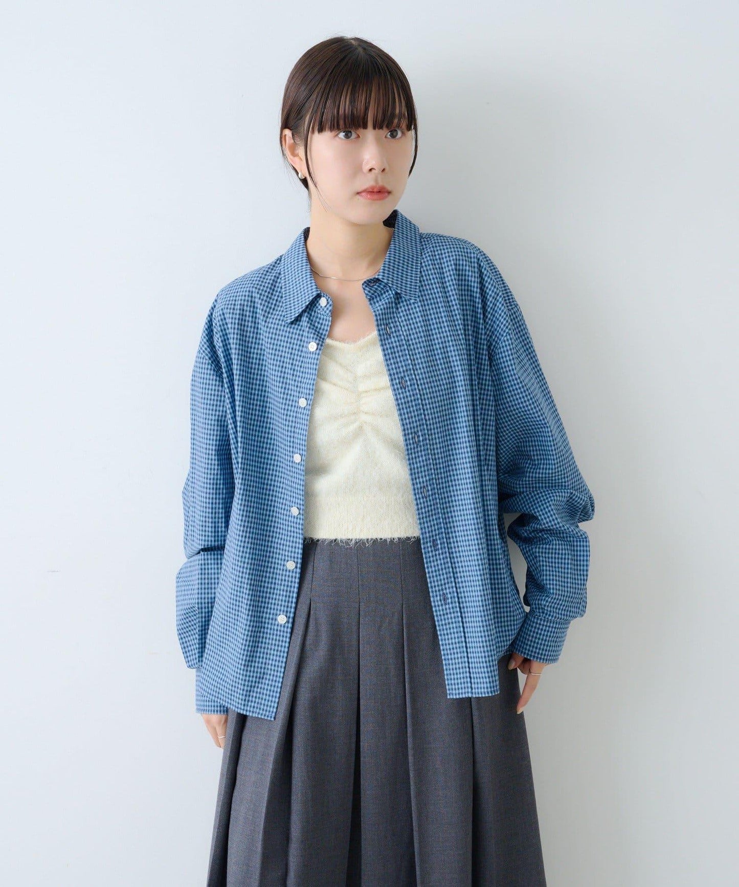 【Kastane】短款格子襯衫