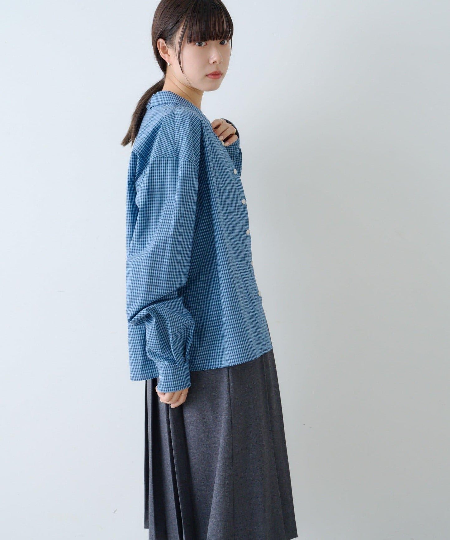 【Kastane】短款格子襯衫