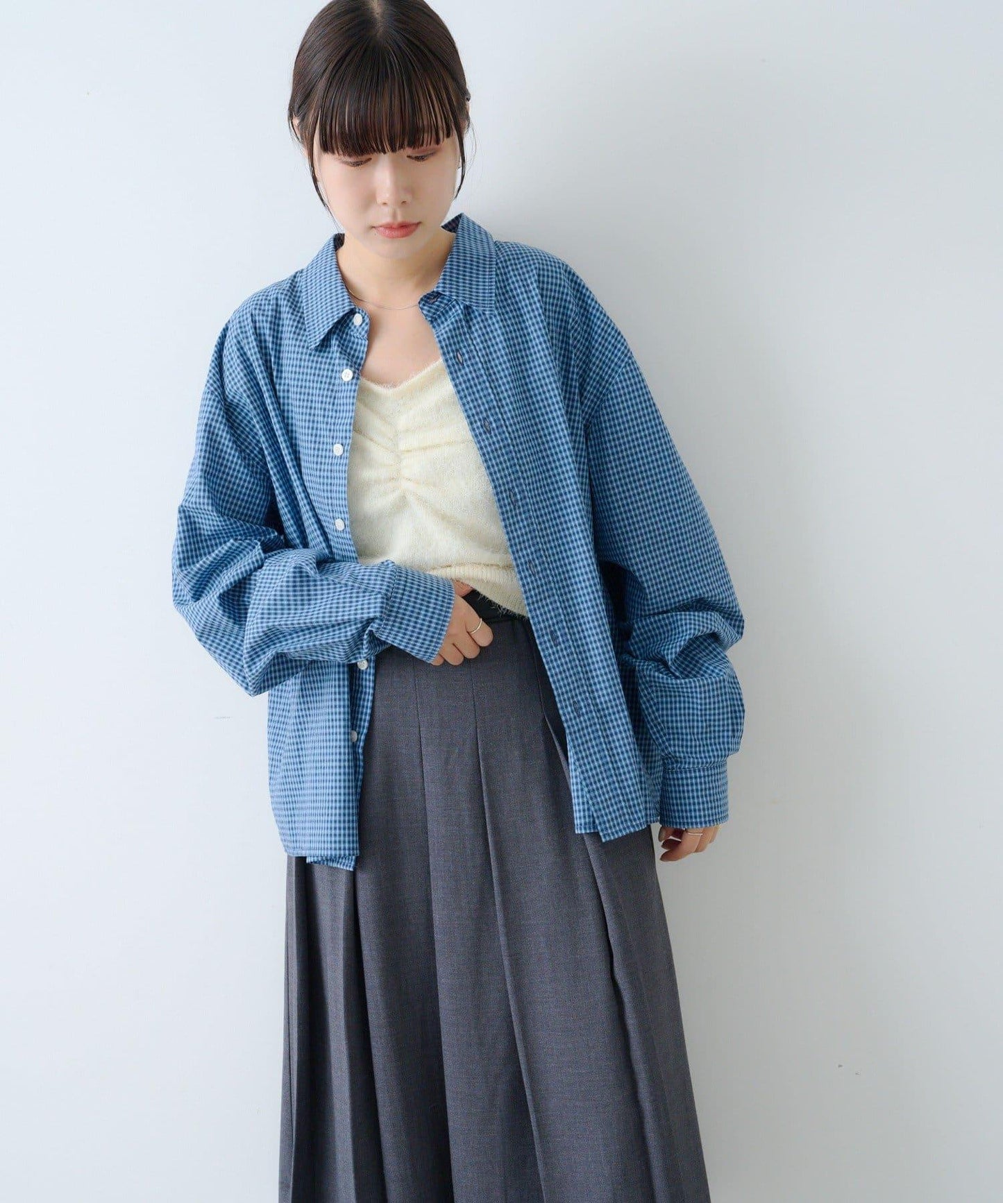 【Kastane】短款格子襯衫