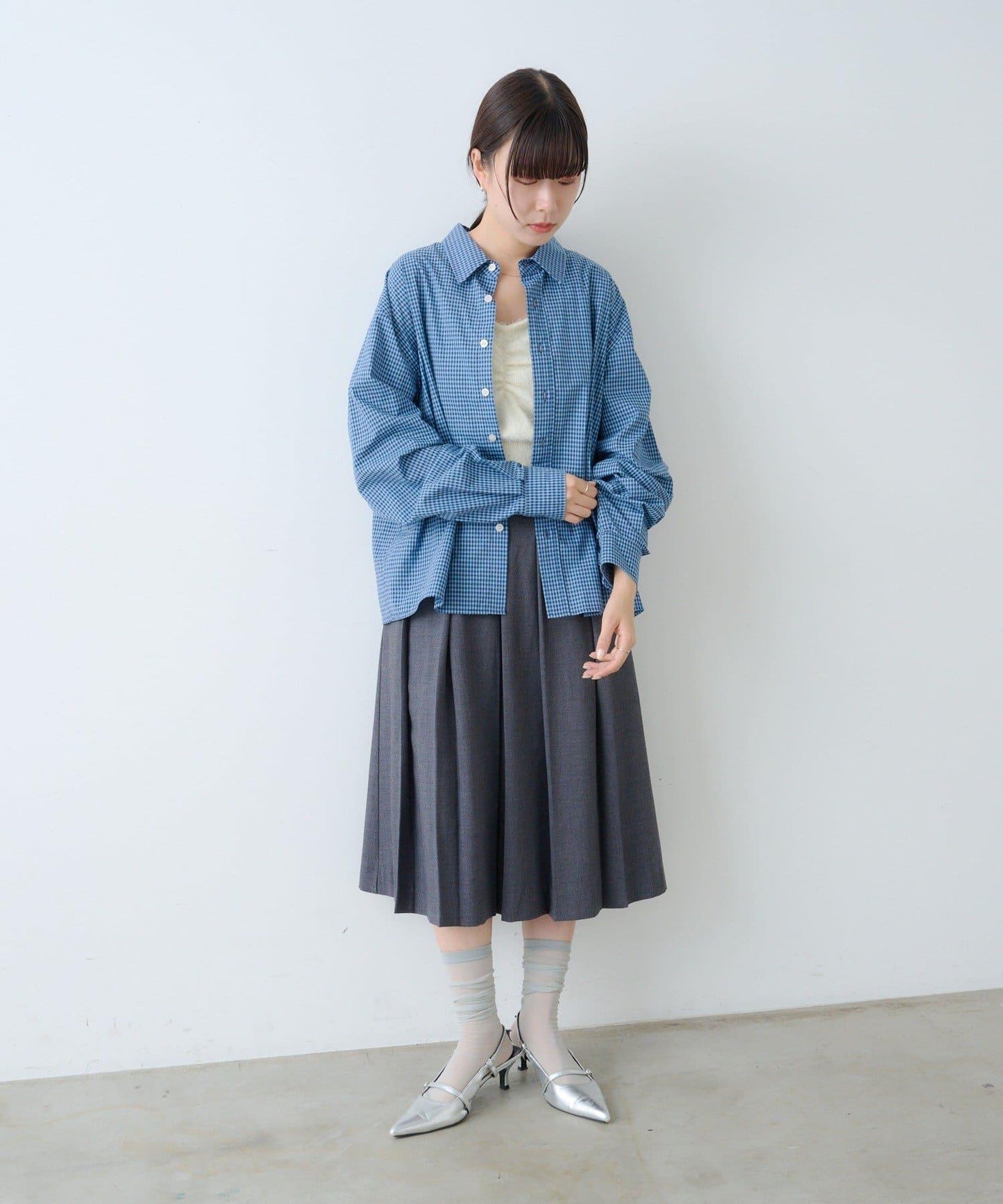 【Kastane】短款格子襯衫