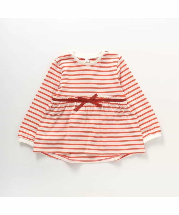 蝴蝶結條紋荷葉邊T恤