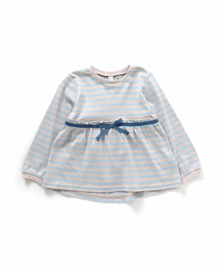 蝴蝶結條紋荷葉邊T恤