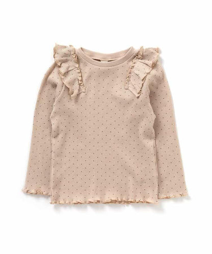 肩部荷葉邊華夫格T恤