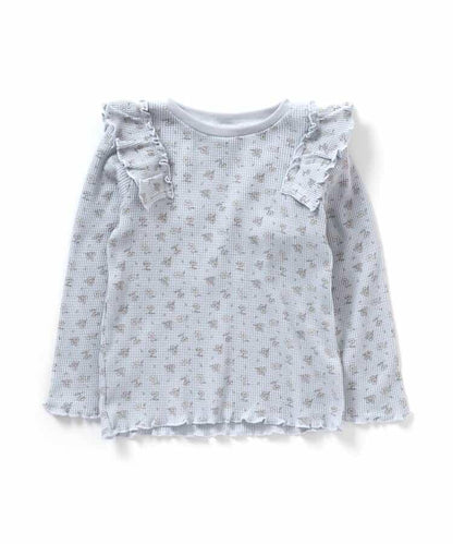 肩部荷葉邊華夫格T恤