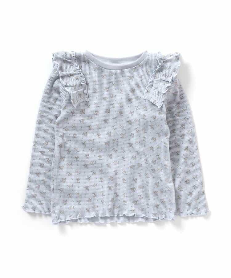 肩部荷葉邊華夫格T恤