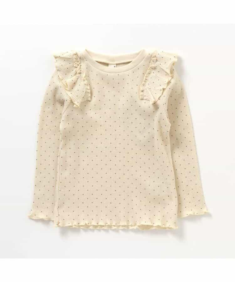 肩部荷葉邊華夫格T恤