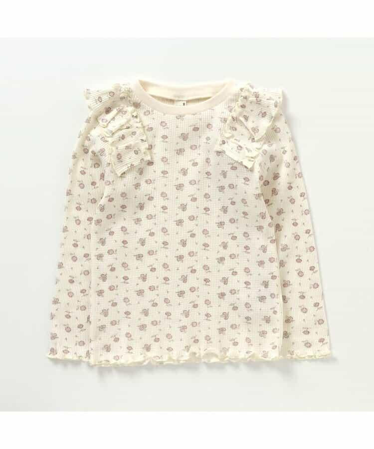 肩部荷葉邊華夫格T恤