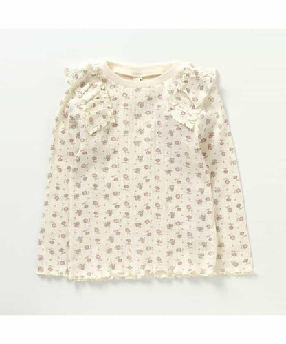 肩部荷葉邊華夫格T恤