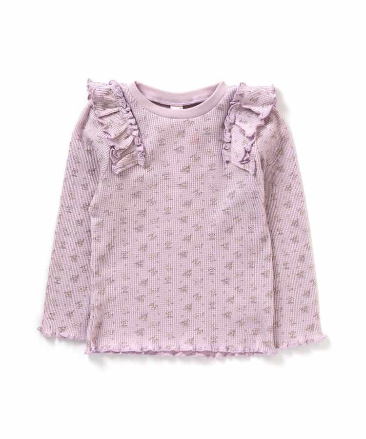 肩部荷葉邊華夫格T恤