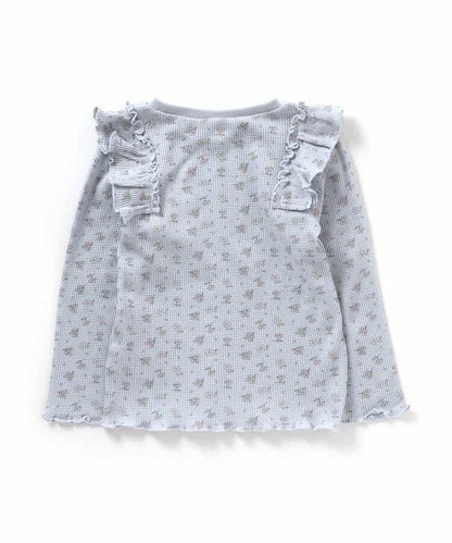 肩部荷葉邊華夫格T恤