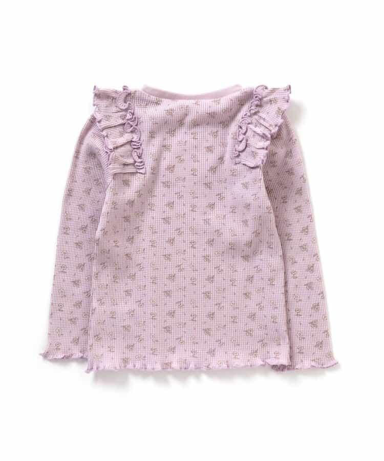 肩部荷葉邊華夫格T恤