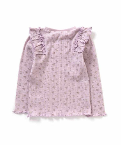 肩部荷葉邊華夫格T恤