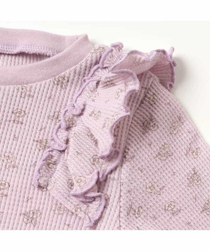 肩部荷葉邊華夫格T恤