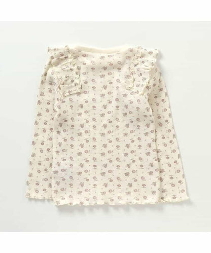 肩部荷葉邊華夫格T恤