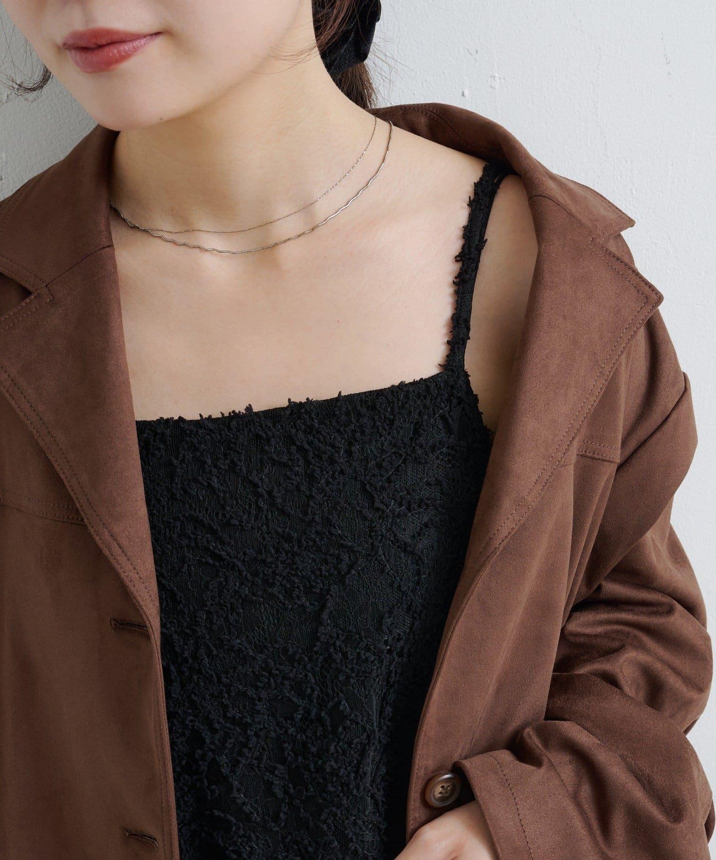 羽毛感蕾絲長款上衣