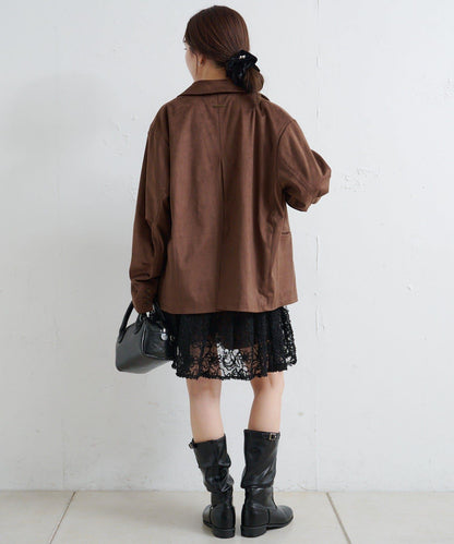 羽毛感蕾絲長款上衣