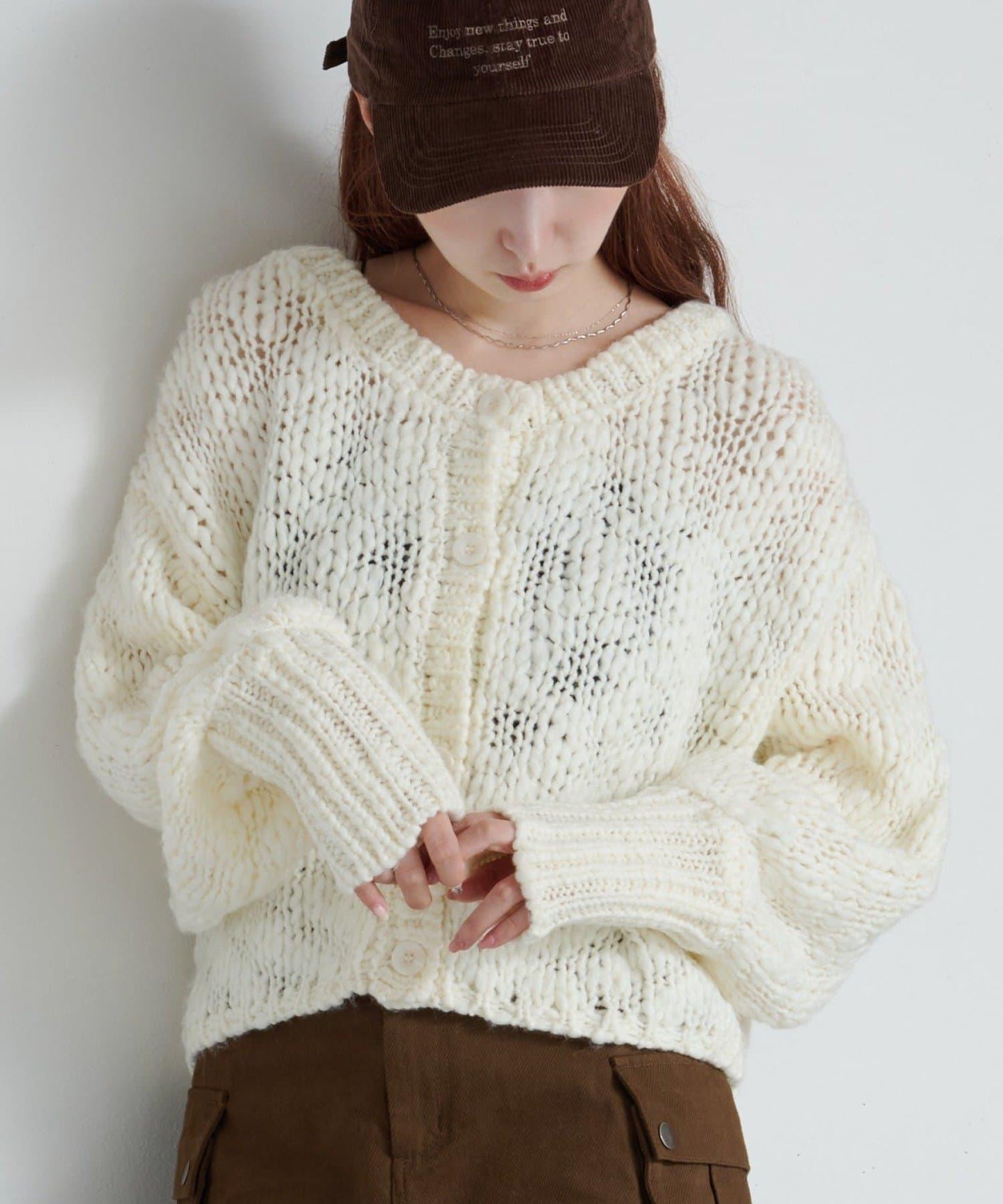 寬鬆粗線針織開衫