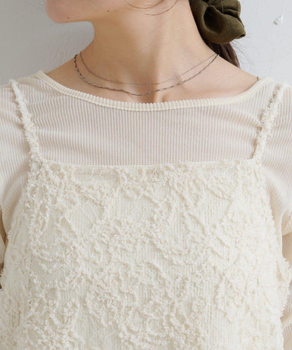 羽毛感蕾絲長款上衣