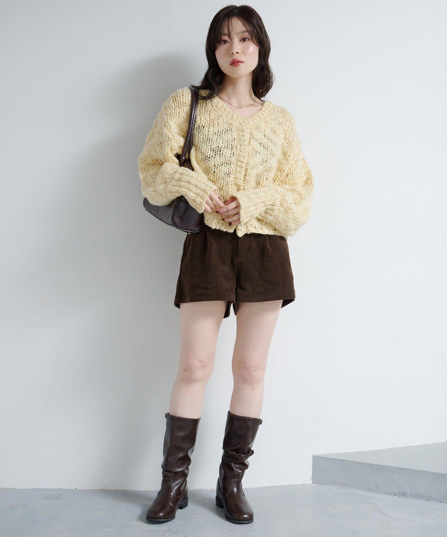 寬鬆粗線針織開衫