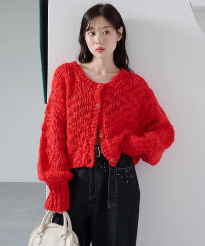 寬鬆粗線針織開衫