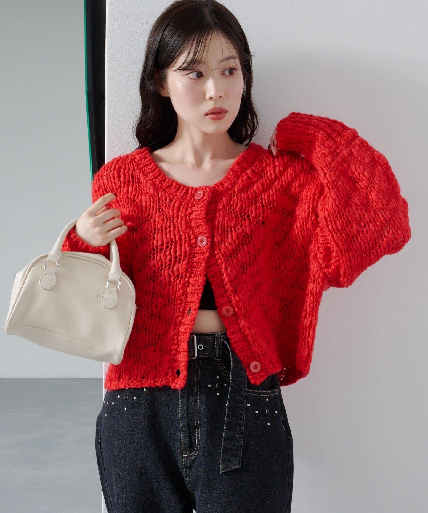 寬鬆粗線針織開衫