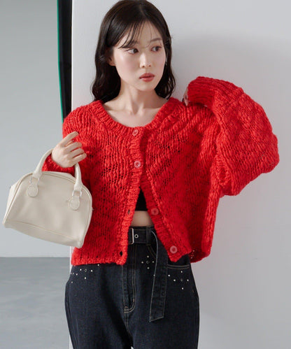 寬鬆粗線針織開衫