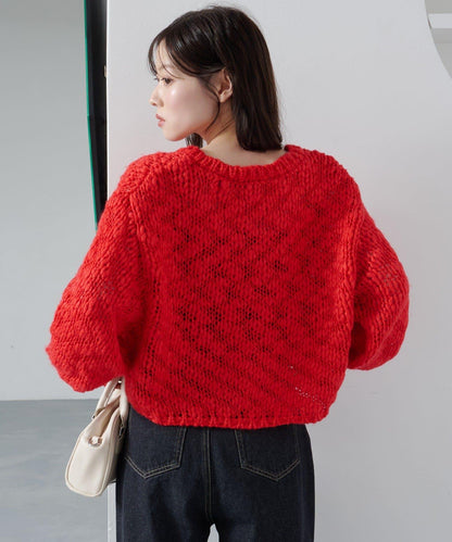 寬鬆粗線針織開衫