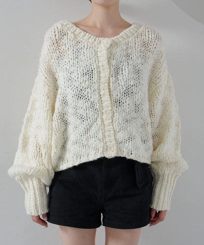 寬鬆粗線針織開衫