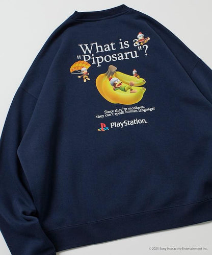 寬鬆版型 背部印花 圓領衛衣 / PlayStation 猴子捉捕