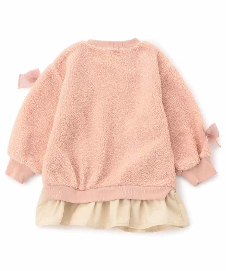 蝴蝶結裝飾毛絨連衣裙