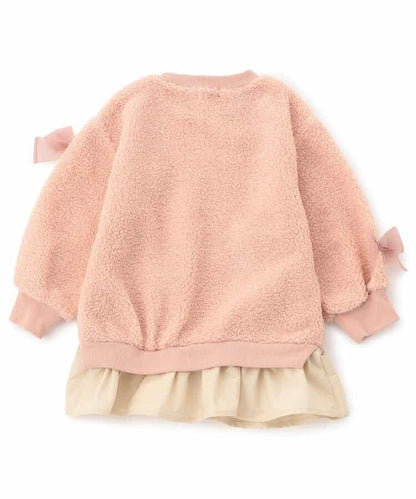 蝴蝶結裝飾毛絨連衣裙