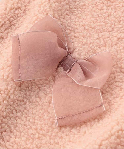 蝴蝶結裝飾毛絨連衣裙