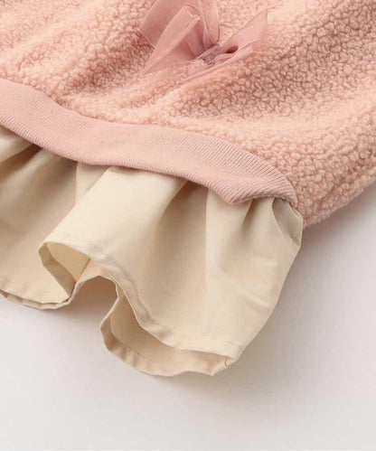 蝴蝶結裝飾毛絨連衣裙