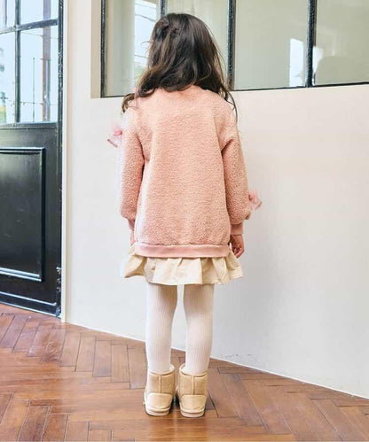 蝴蝶結裝飾毛絨連衣裙