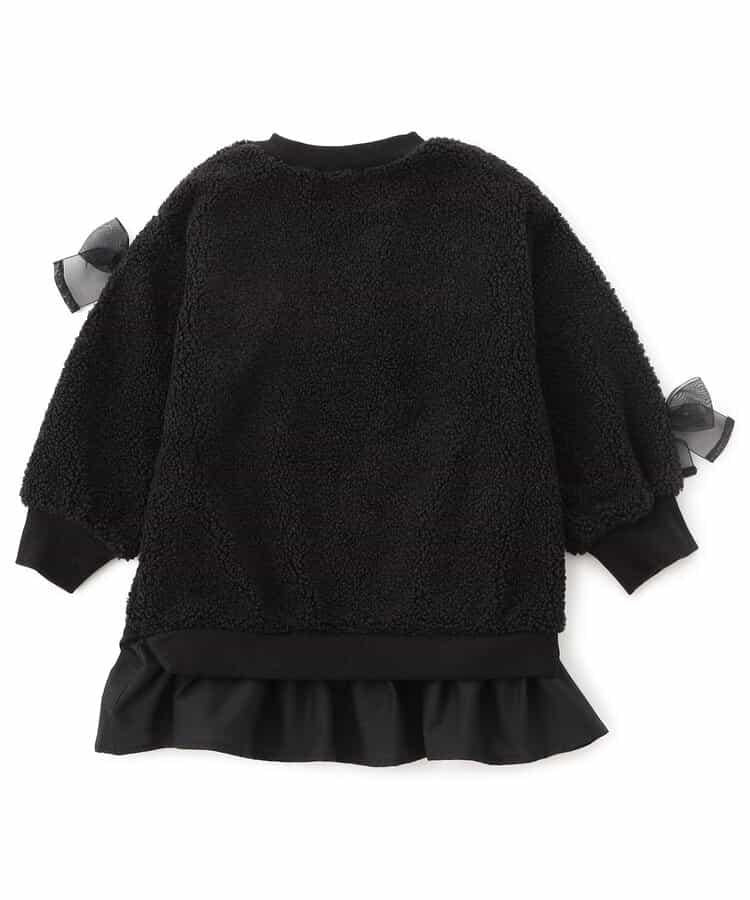 蝴蝶結裝飾毛絨連衣裙