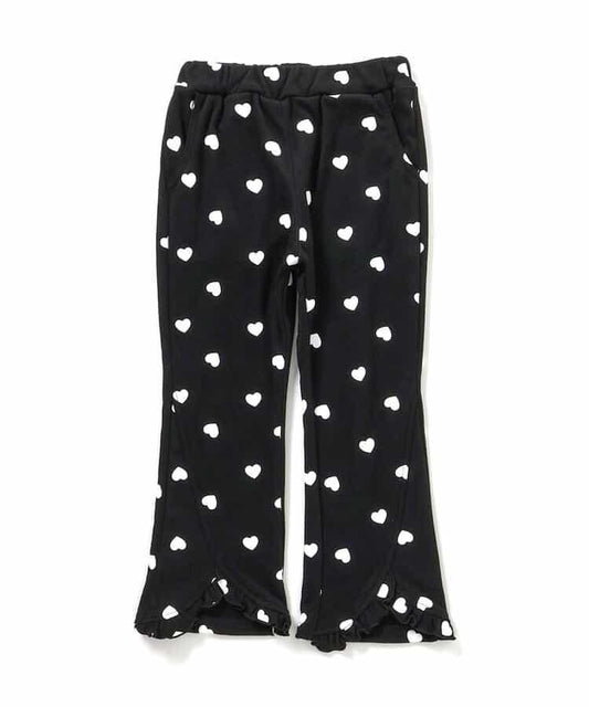 愛心花朵圖案荷葉邊長褲 10分丈