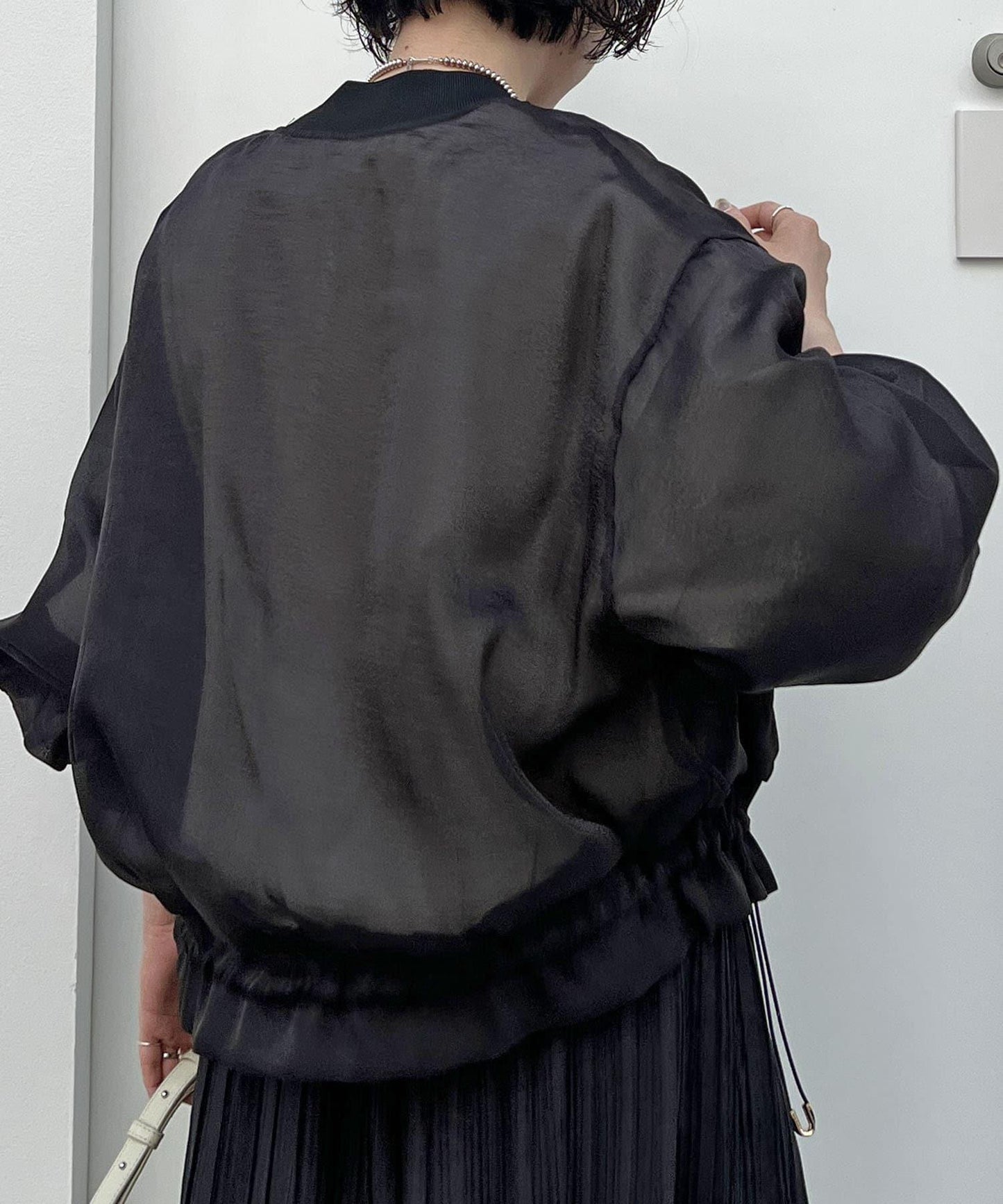 光澤感透視短夾克