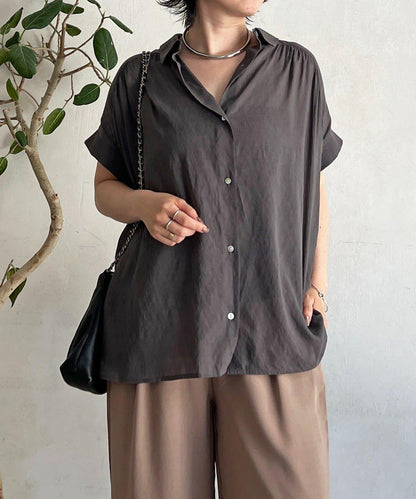 【SNS熱議！】【期待已久的再次到貨！】亞麻風透視後綁帶襯衫