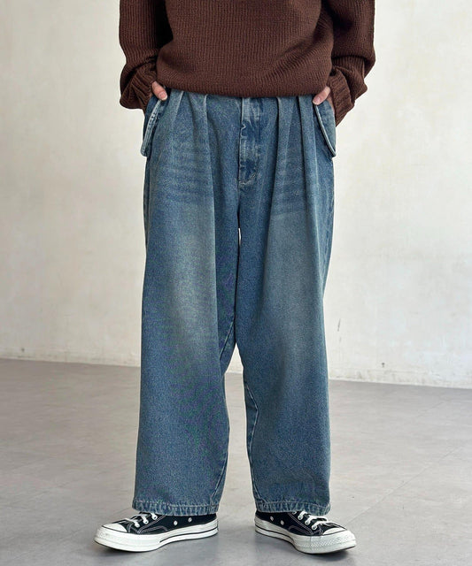 內加絨軍風牛仔褲