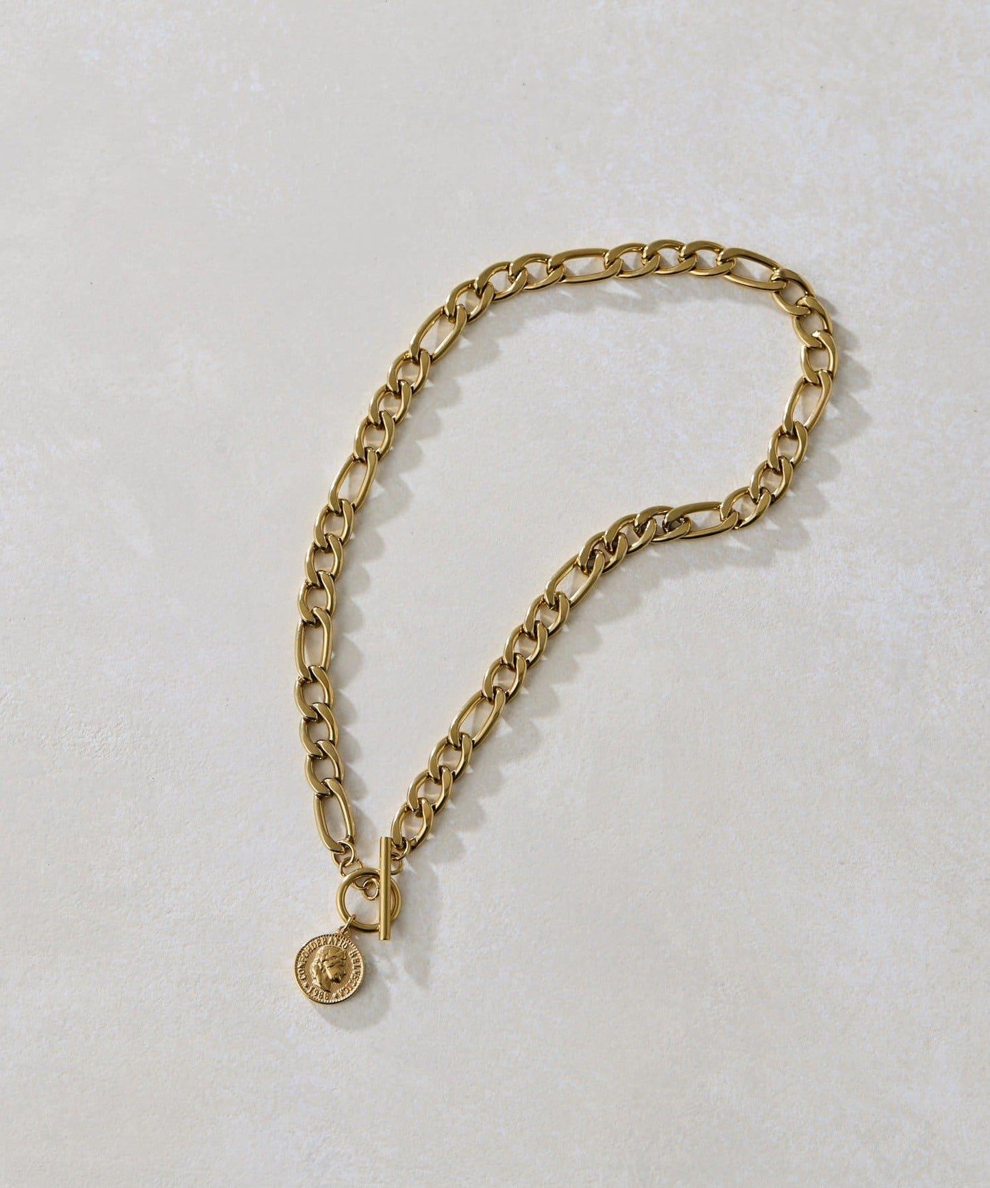 金屬過敏適用/不鏽鋼 帶硬幣吊墜菲加羅鏈項鍊