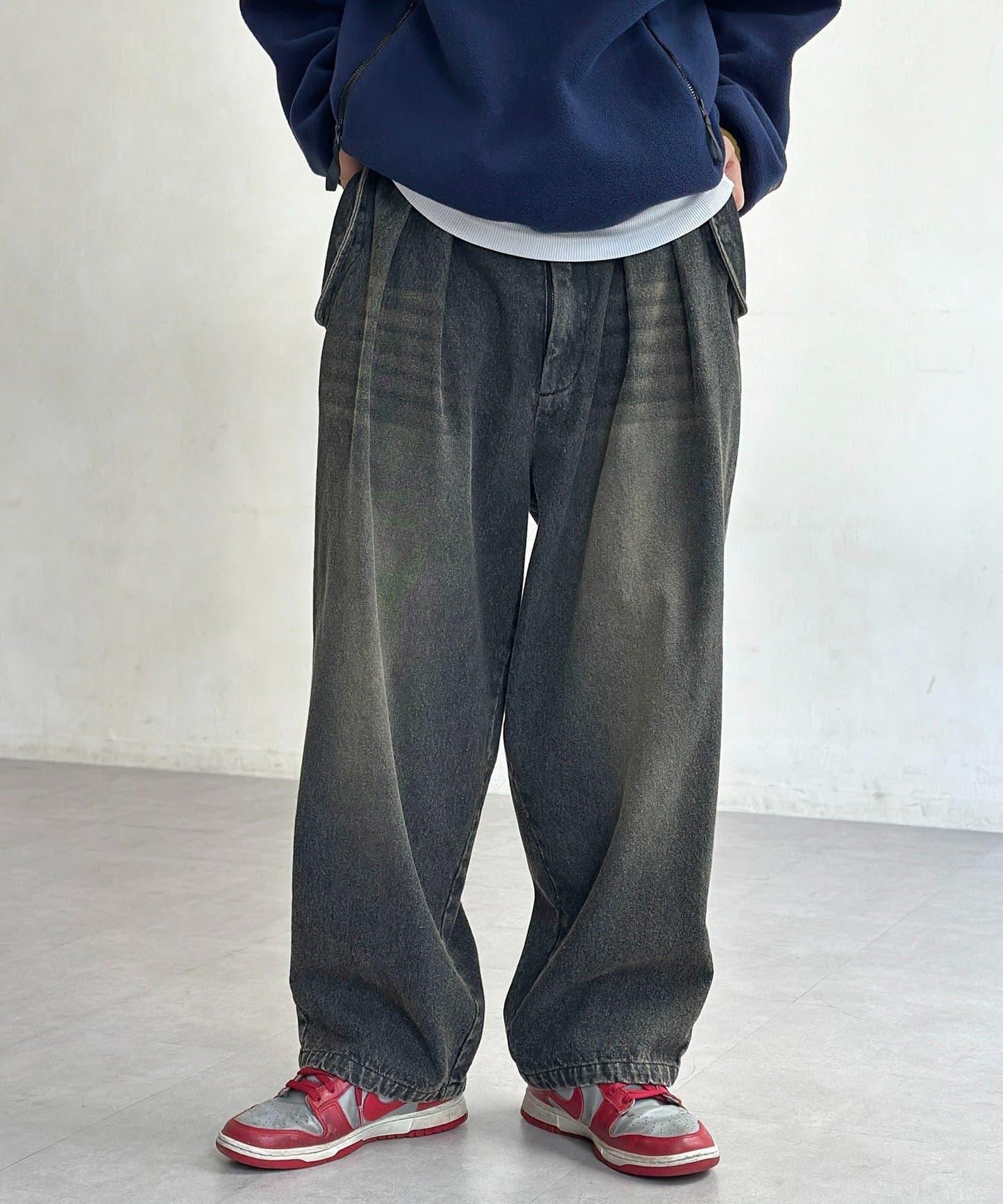 內加絨軍風牛仔褲