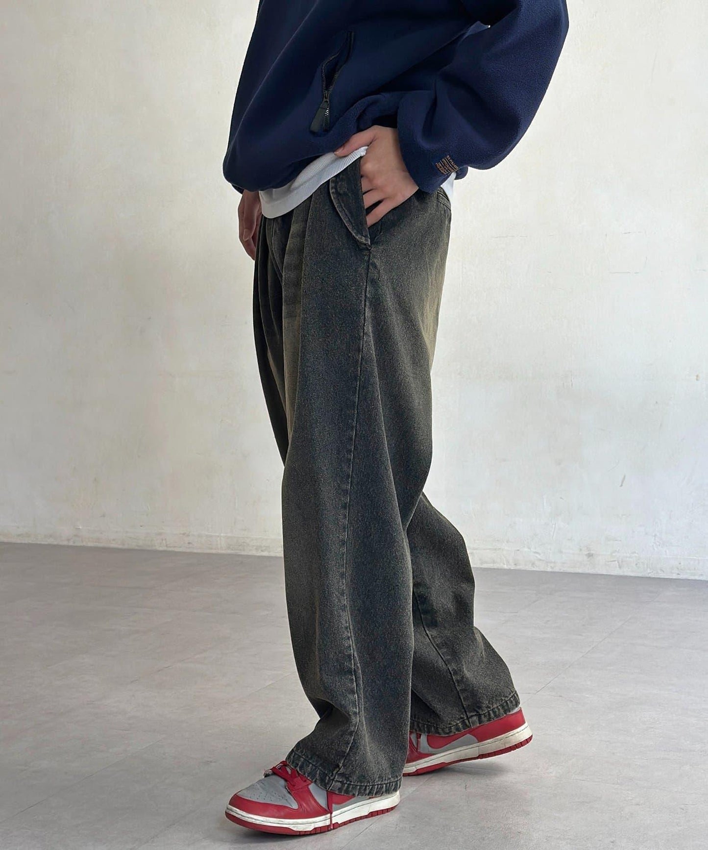 內加絨軍風牛仔褲