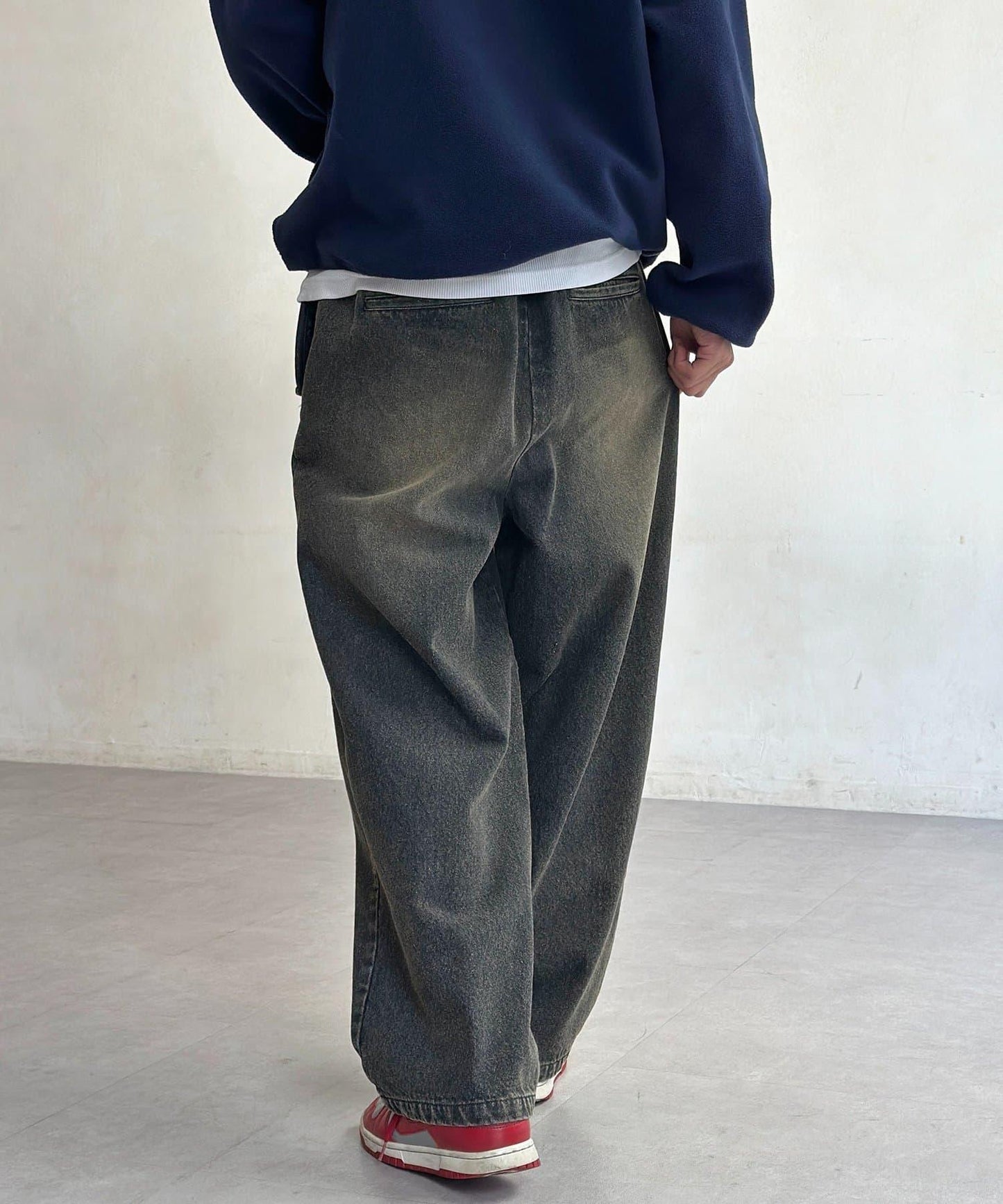 內加絨軍風牛仔褲