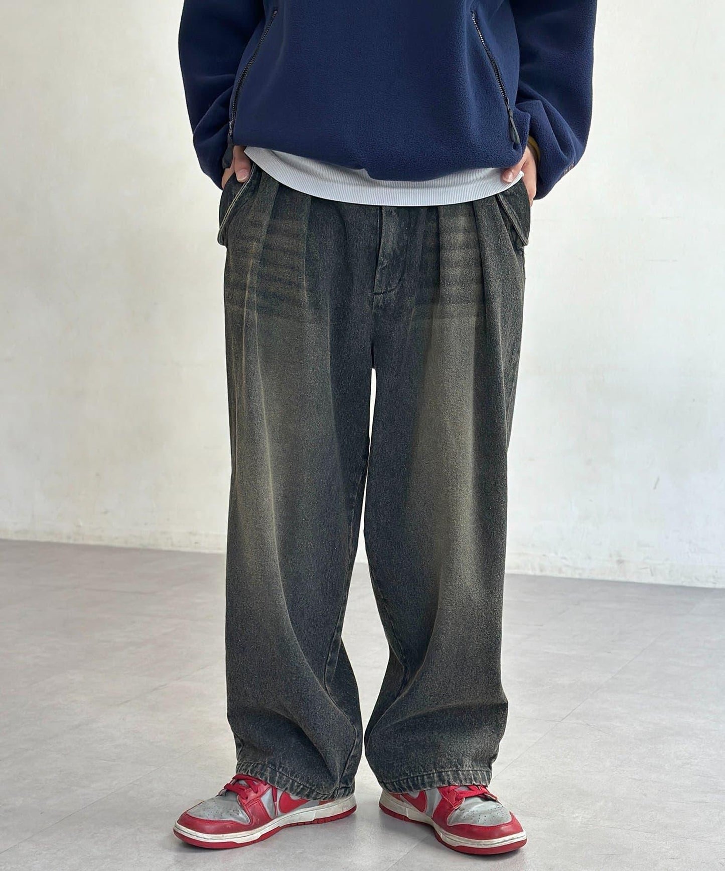 內加絨軍風牛仔褲